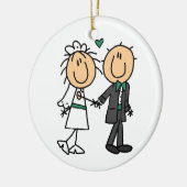 Stick Figuur Bride and Groom T-shirts en cadeautje Keramisch Ornament (Links)