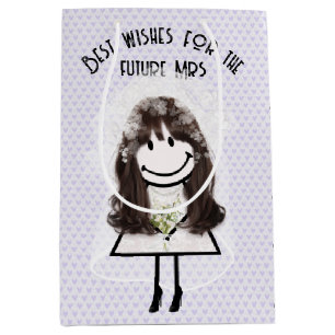 Stick Figuur Bride met Bouquet Medium Cadeauzakje