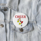 Stick Figuur Cheerleader Ronde Button 7,6 Cm (In situ)