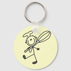 Stick Figuur Chef met Whisk Tshirts Sleutelhanger