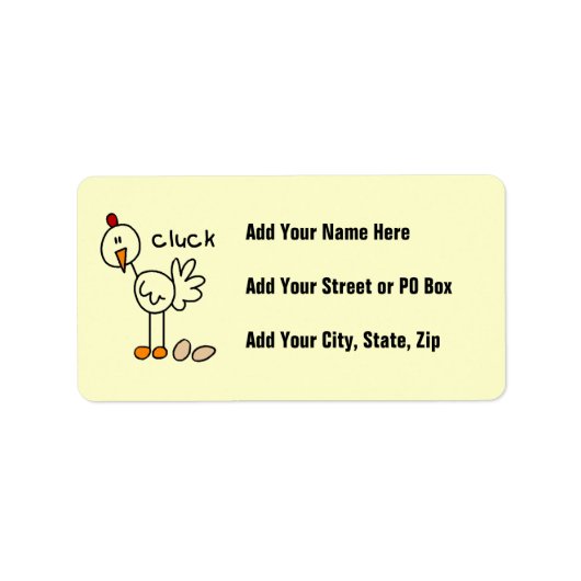Stick Figuur Chicken T-shirts and Gifts Etiket (Voorkant)