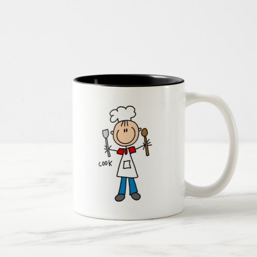 Stick Figuur Cook T-shirts en geschenken Tweekleurige Koffiemok (Rechts)