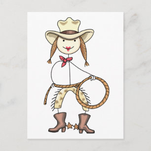 Stick Figuur Cowgirl Briefkaart
