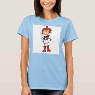 Stick Figuur Cowgirl Red Pet en Boots T-shirts