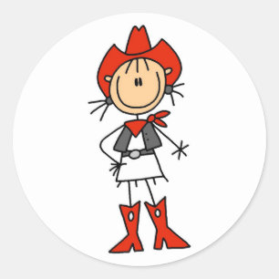 Stick Figuur Cowgirl Rode Pet en laarzen Stickers