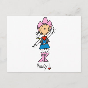 Stick Figuur Cowgirl T-shirts en cadeautjes Briefkaart