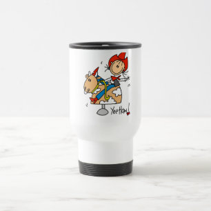 Stick Figuur Cowgirl Yee Haw Tshirts en Gifts Reisbeker