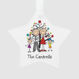 Stick Figuur Dad, mam, Girl, Boy Acrylic Ornament
