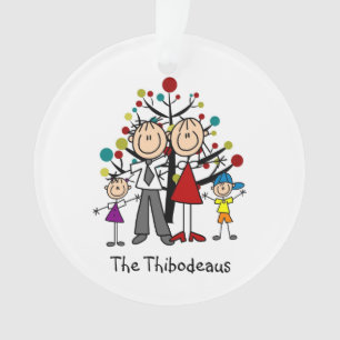 Stick Figuur Dad, mam, Girl, Boy Acrylic Ornament