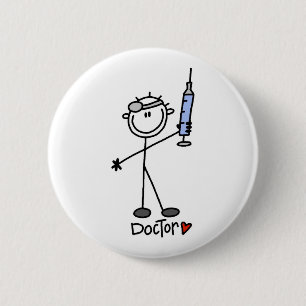 Stick Figuur Doctor Ronde Button 5,7 Cm