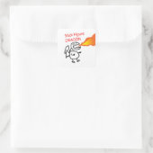 Stick figuur draak vierkante sticker (Tas)