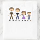 Stick Figuur familie Rechthoekige Sticker (Tas)