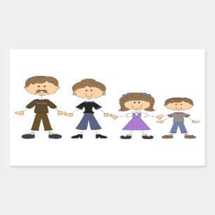 Stick Figuur familie Rechthoekige Sticker