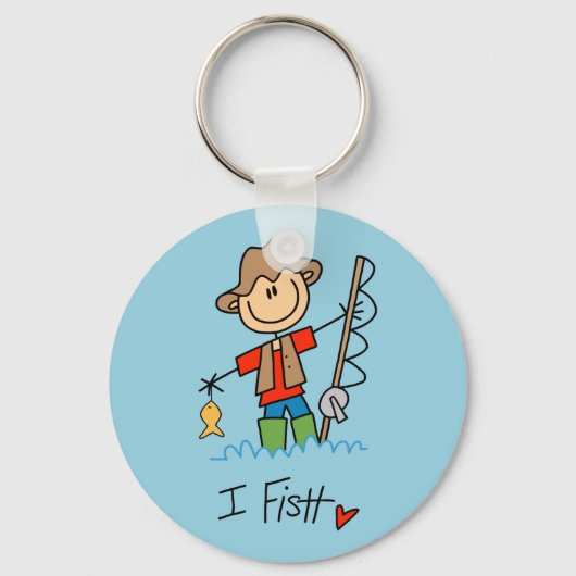 Stick Figuur Fisherman Sleutelhanger (Voorkant)