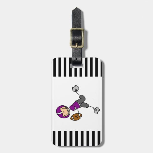 Stick Figuur Football Paars Bagagelabel (Voorkant verticaal)