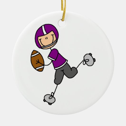 Stick Figuur Football Paars Keramisch Ornament (Voorkant)