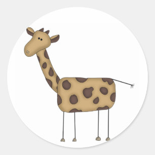 Stick Figuur Giraffe Tshirts en geschenken Ronde Sticker