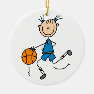 Stick Figuur Girl Basketball Player Tshirts Keramisch Ornament