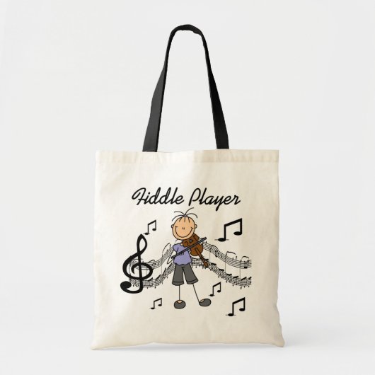 Stick Figuur Girl Fiddle Player Tshirts en cadeaut Tote Bag (Voorkant)