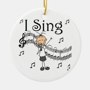 Stick Figuur Girl I Sing T-shirts en cadeautjes Keramisch Ornament