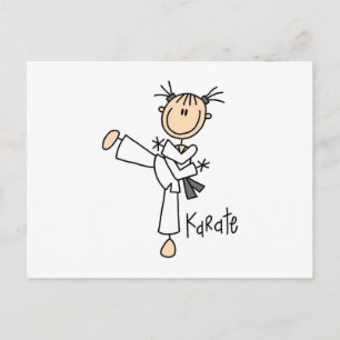 Stick Figuur Girl Karate T-shirts en cadeautjes Briefkaart