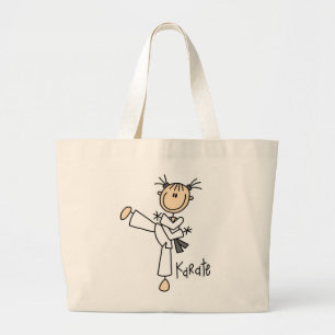 Stick Figuur Girl Karate T-shirts en cadeautjes Grote Tote Bag