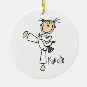 Stick Figuur Girl Karate T-shirts en cadeautjes Keramisch Ornament