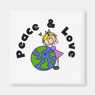 Stick Figuur Girl Peace and Love T-shirts en Gift Magneet