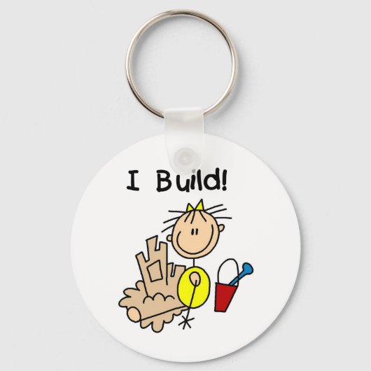 Stick Figuur Girl Sand Castle Sleutelhanger (Voorkant)