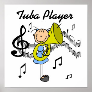 Stick Figuur Girl Tuba Player T-shirts en GIfts Poster