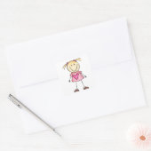 Stick Figuur Girl Vierkante Sticker (Envelop)