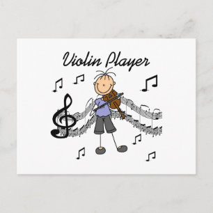 Stick Figuur Girl Violin Player T-shirts en cadeau Briefkaart