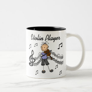 Stick Figuur Girl Violin Player T-shirts en cadeau Tweekleurige Koffiemok