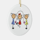Stick Figuur GIrls Jumping Rope Keramisch Ornament (Rechts)