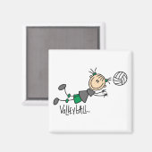 Stick Figuur Girls Volleyball T-shirts en cadeautj Magneet (Voorkant / Achterkant)