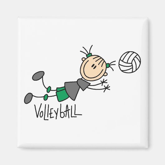Stick Figuur Girls Volleyball T-shirts en cadeautj Magneet (Voorkant)