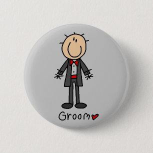 Stick Figuur Groom T-shirts en cadeautjes Ronde Button 5,7 Cm