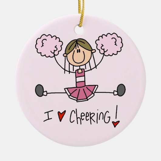 Stick Figuur I Love Cheering T-shirts and Gifts Keramisch Ornament (Voorkant)