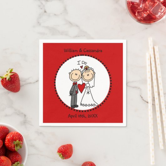 Stick figuur Ik doe bruiloft papier servetten (Insitu)