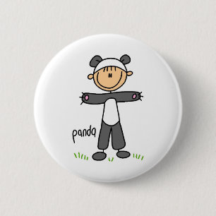 Stick Figuur in Panda Suit Button