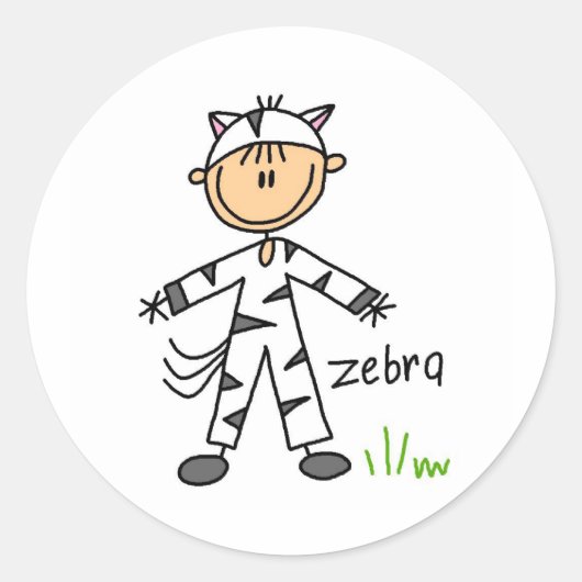 Stick figuur in Zebra pak Sticker (Voorkant)