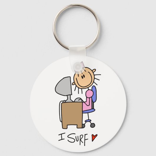 Stick Figuur Internet Surfer Sleutelhanger (Voorkant)