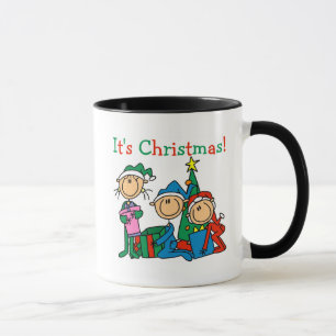 Stick Figuur Kinder Het zijn kersttshirts en cadea Mok