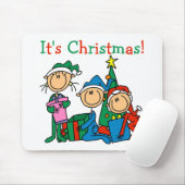 Stick Figuur Kinder Het zijn kersttshirts en cadea Muismat (Met muis)