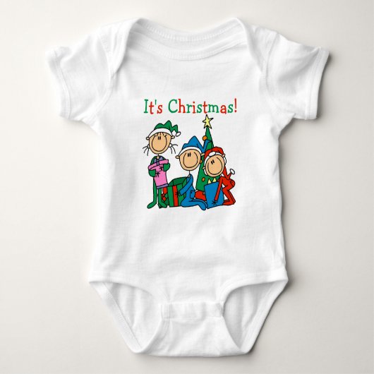 Stick Figuur Kinder Het zijn kersttshirts en cadea Romper (Voorkant)