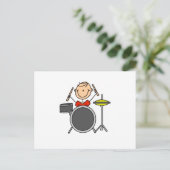 Stick Figuur Male Drummer T-shirts en cadeautjes Briefkaart (Staand voorkant)