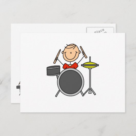 Stick Figuur Male Drummer T-shirts en cadeautjes Briefkaart (Voorkant / Achterkant)