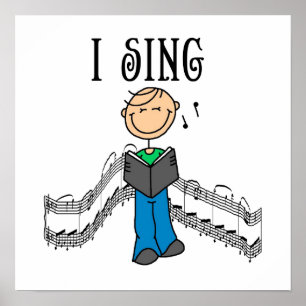 Stick Figuur Male I Sing T-shirts en cadeautjes Poster