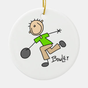 Stick Figuur Mannelijke Bowler T-shirts en geschen Keramisch Ornament