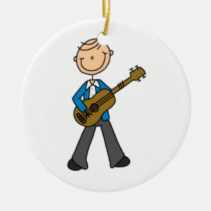 Stick Figuur Mannelijke Gitaar Speler T-shirts en  Keramisch Ornament